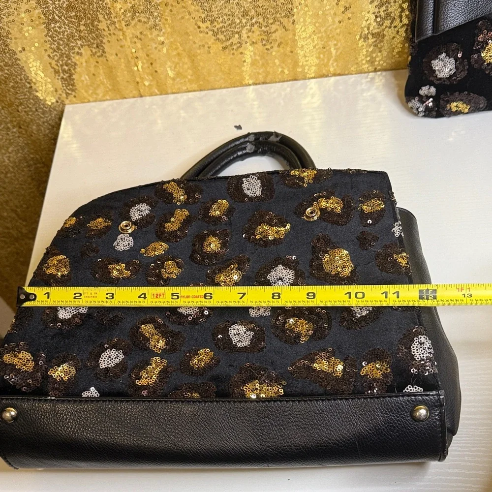 Betsey Johnson Evening Prowl Sequined Velvet Convertible satchel set